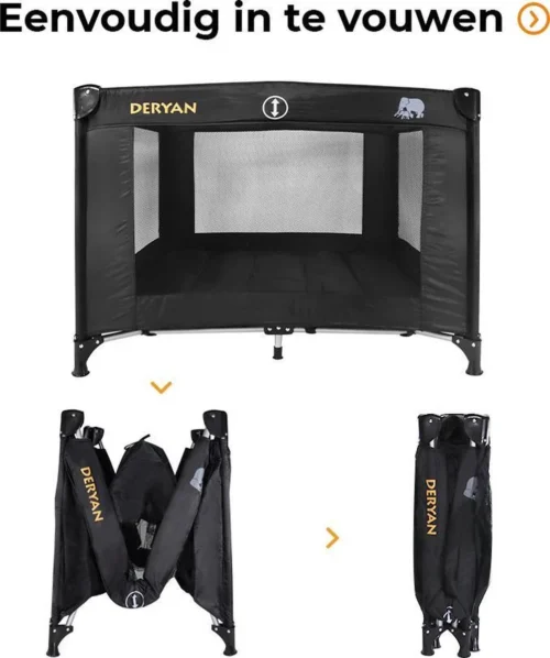 Deryan Kinderbox - Inklapbare Box - 100x100cm - Zwart -Baby Verzorging 1003x1200 3