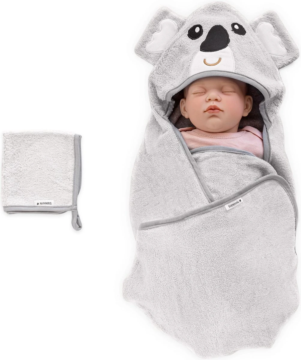Navaris badcape met capuchon voor baby - Set met badcape en washandje - 100% bamboe - Voor baby's van 0-12 maanden - Oeko-tex gecertificeerd - Koala Navaris Badcape Met Capuchon Voor Baby - Set Met Badcape En Washandje - 100% Bamboe - Voor Baby's Van 0-12 Maanden - Oeko-tex Gecertificeerd - Koala -Baby Verzorging 1003x1200 4
