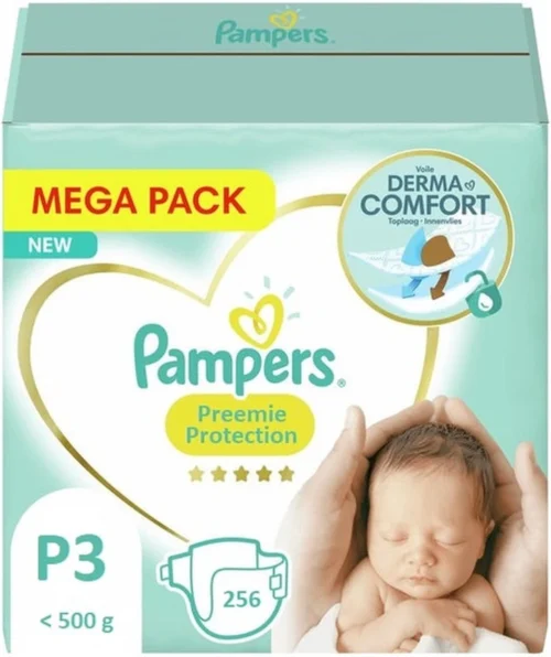 Pampers® Pampers Preemie Protection Maat P3 - 256 Luiers ( Let Op! Voor Vroeg Geboren Baby's)
