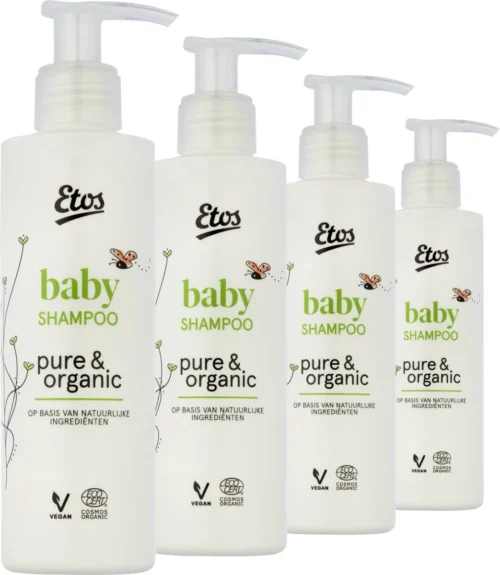 Etos Baby Shampoo - Pure & Organic - Vegan - 4 X 200ML - Voordeelpak