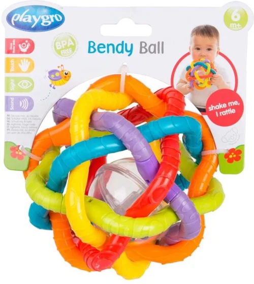 Playgro Buigbare Bendy Ball - Grijp- En Bijtspeelgoed - Incl Rammelaar - Activiteitenbal -Baby Verzorging 1074x1200