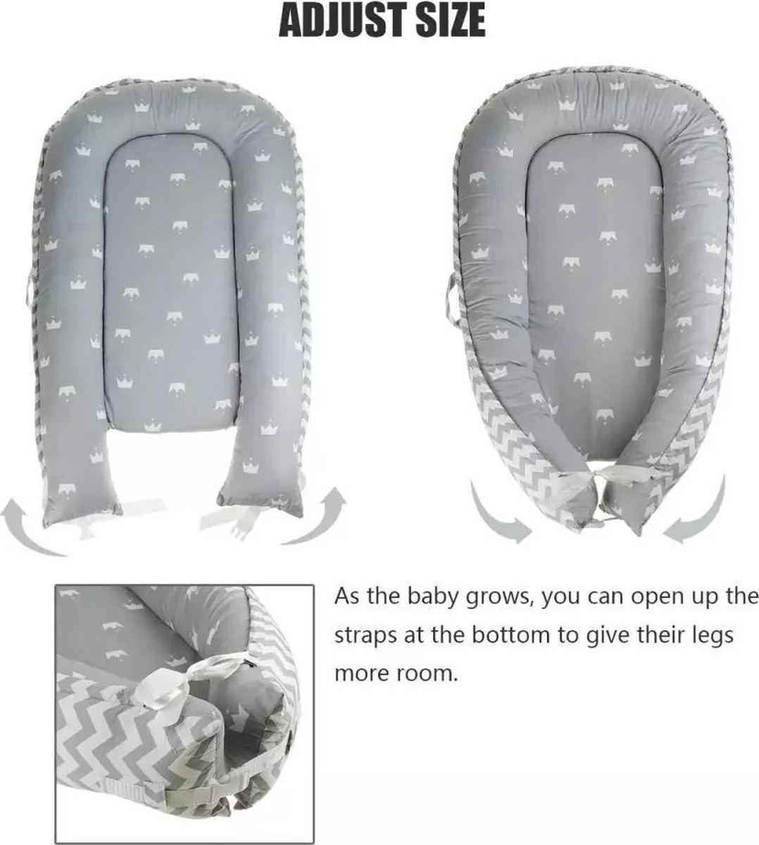 Buxibo Babynestje - Omkeerbare Babynest - Co-Sleeper/Bedbumper - Veilig Slapen - 88x53cm - Grijs Buxibo Babynestje - Omkeerbare Babynest - Co-Sleeper/Bedbumper - Veilig Slapen - 88x53cm - Grijs -Baby Verzorging 1078x1200 2