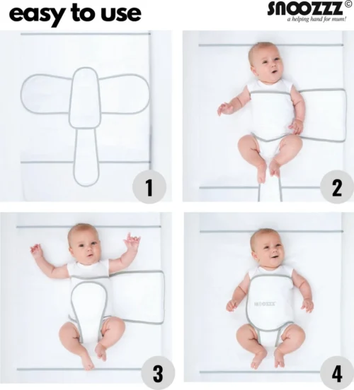 Snoozzz Slaapwikkel Regular - Baby Slaaphulp - Voorkomt Voorkeurshouding - Geschikt Voor Wieg En Ledikant - 0+ Maanden - Wit/Grijs - 180 X 50 Cm -Baby Verzorging 1087x1200 2