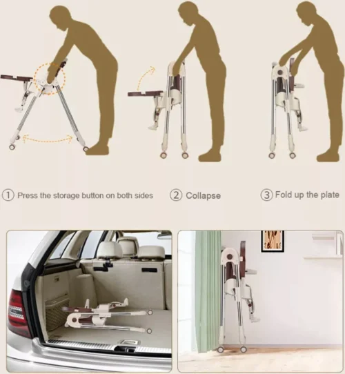 Tissy® 2 In 1 Eetstoel / Kinderstoel – Roze/Wit – Inklapbare Eetstoel Met Speeltafel -Baby Verzorging 1106x1200 1