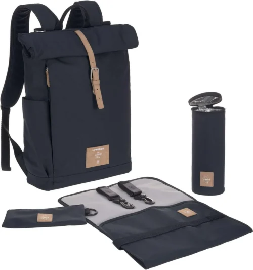 LÄSSIG Luiertas Rolltop Backpack Rugzak Incl Verschoningsmatje - Nacht Blauw -Baby Verzorging 1126x1200 1