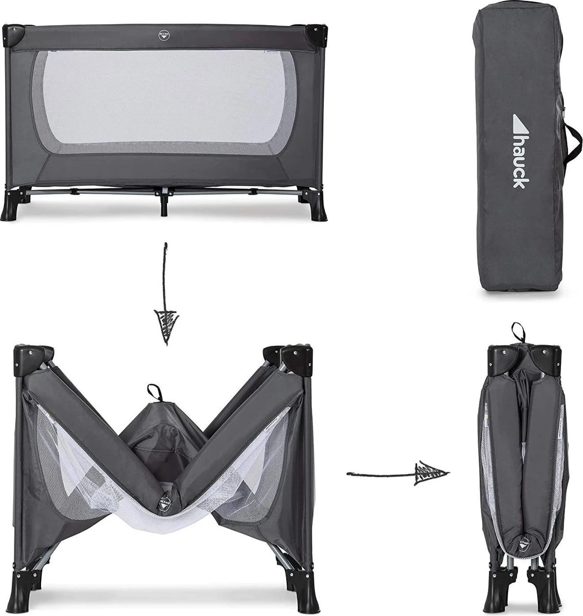 Hauck Dream N Play Plus Campingbedje Set - Met Matras en Muggennet - Grijs Hauck Dream N Play Plus Campingbedje Set - Met Matras En Muggennet - Grijs -Baby Verzorging