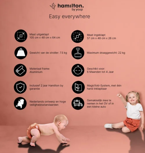 Hamilton By Yoop S1 Plus Buggy Met Monteerbare Zeno Plus Draagwieg - Nieuw En Hoger 2023 Model - Premium Budget Stroller Met One Hand Folding Technologie – Zwart - Licht, Verstelbaar, Wendbaar En Geschikt Van 0 Maanden Tot 4 Jaar – Inclusief Adapter -Baby Verzorging 1139x1200 4