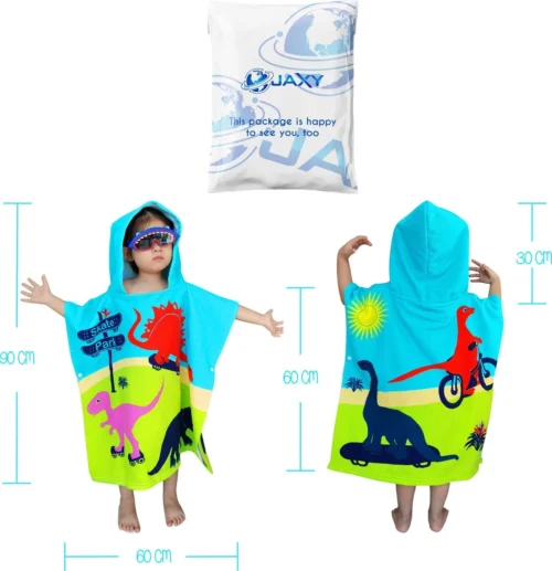 JAXY Badcape Baby - Badcape - Baby Badjas - Omslagdoek - Omslagdoek - Baby Handdoek Met Capuchon - Strandhanddoek - Badponcho - Poncho Handdoek - Microfiber - 60x90cm - Dino -Baby Verzorging 1161x1200 3