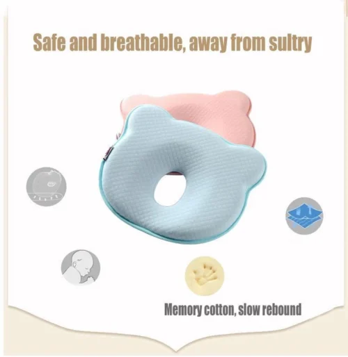 MINIIYOU® Orthopedisch Baby Hoofdkussen Roze - Plat Hoofd - Katoen - Traagschuim Vulling -Baby Verzorging 1168x1200 5