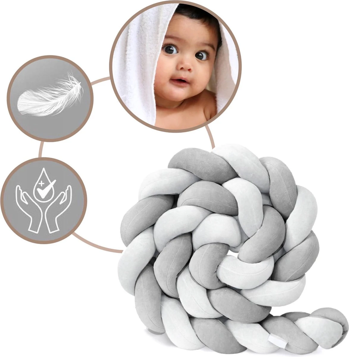 Bedbumper - Bedomrander - Bedbumper ledikant - Bedbumper gevlochten - Boxomrander - Babykamer accessoires - 3 meter - Katoen - Grijs/wit Bedbumper - Bedomrander - Bedbumper Ledikant - Bedbumper Gevlochten - Boxomrander - Babykamer Accessoires - 3 Meter - Katoen - Grijs/wit -Baby Verzorging 1173x1200 4