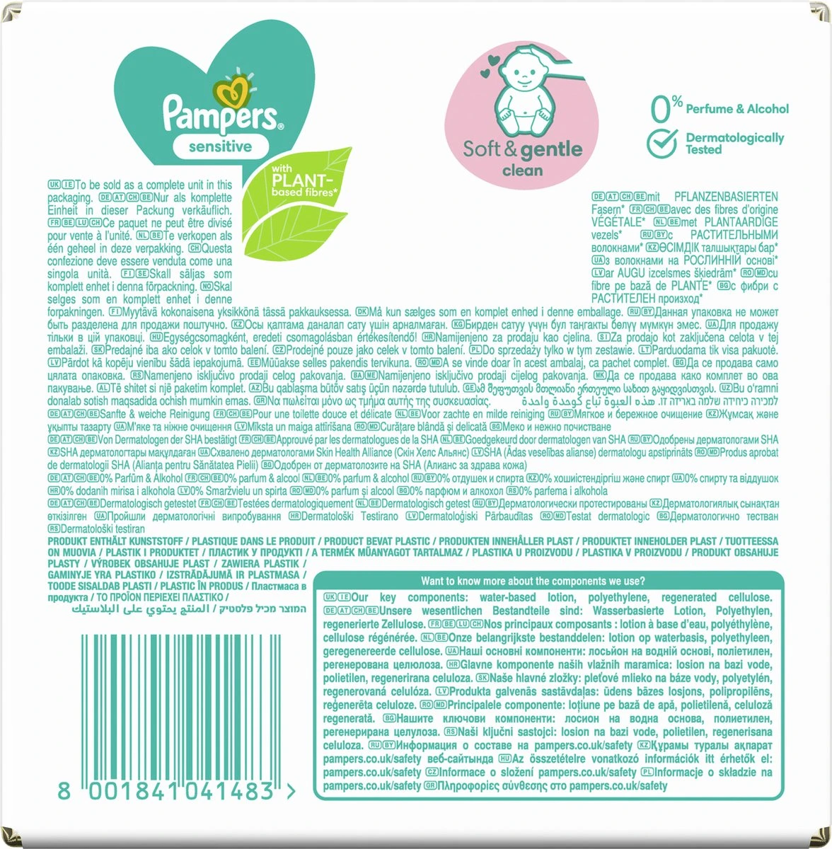 Pampers - Sensitive - Billendoekjes - 1248 doekjes - 24 x 52 Pampers® Pampers - Sensitive - Billendoekjes - 1248 Doekjes - 24 X 52 -Baby Verzorging 1176x1200 3