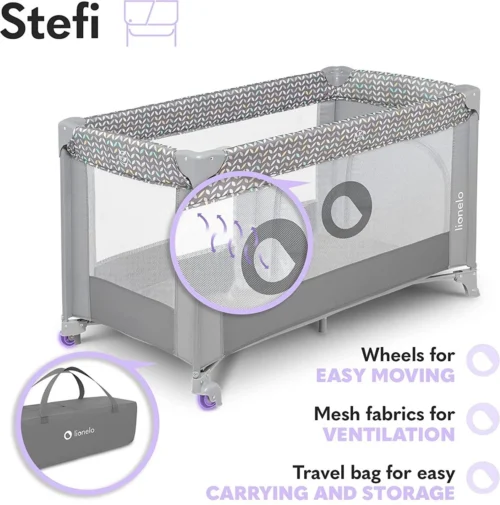 Lionelo Stefi - Campingbedje - 125x65cm - Tot 15kg - Transporttas -Baby Verzorging 1188x1200