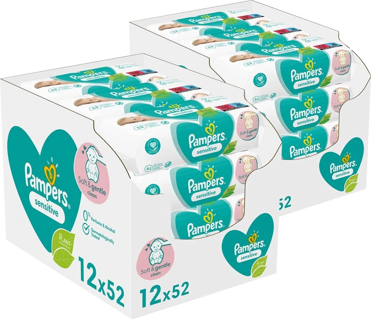Pampers - Sensitive - Billendoekjes - 1248 doekjes - 24 x 52 Pampers® Pampers - Sensitive - Billendoekjes - 1248 Doekjes - 24 X 52 -Baby Verzorging 1200x1034 1