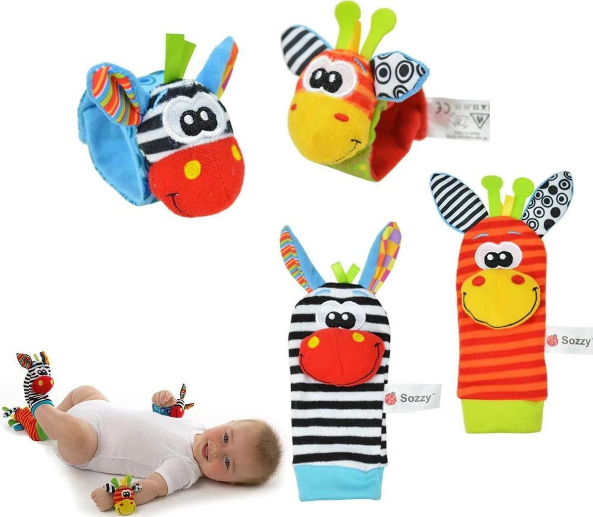 EPIN | Baby rammelaar set | 2 Baby pols rammelaars | 2 Speelsokken rammelaars | Giraffe | 4-Delig Merkloos EPIN | Baby Rammelaar Set | 2 Baby Pols Rammelaars | 2 Speelsokken Rammelaars | Giraffe | 4-Delig -Baby Verzorging