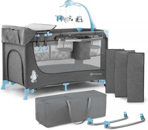 Kinderkraft Joy Luxe - Campingbed Met Schommelfunctie Blauw