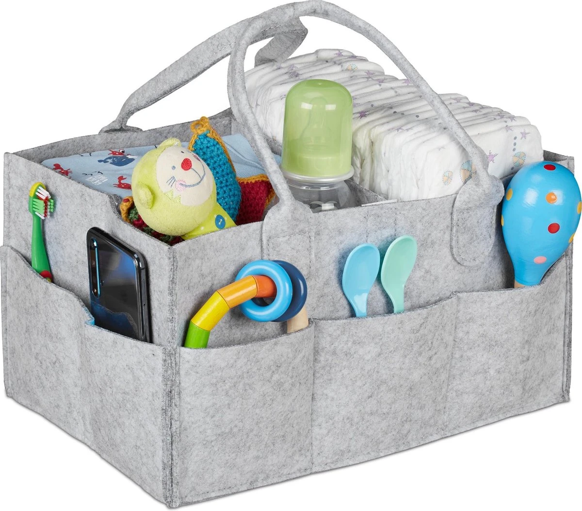 Relaxdays luiertas baby - verzorgingstas vilt - organizer luiers - uitneembare schotjes - Lichtgrijs Relaxdays Luiertas Baby - Verzorgingstas Vilt - Organizer Luiers - Uitneembare Schotjes - Lichtgrijs -Baby Verzorging