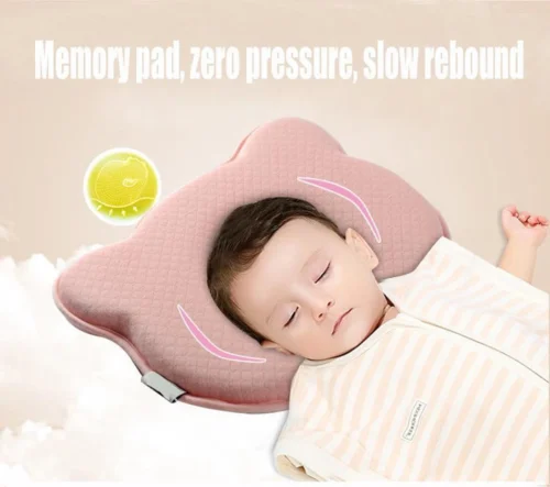 MINIIYOU® Orthopedisch Baby Hoofdkussen Roze - Plat Hoofd - Katoen - Traagschuim Vulling -Baby Verzorging 1200x1062 3