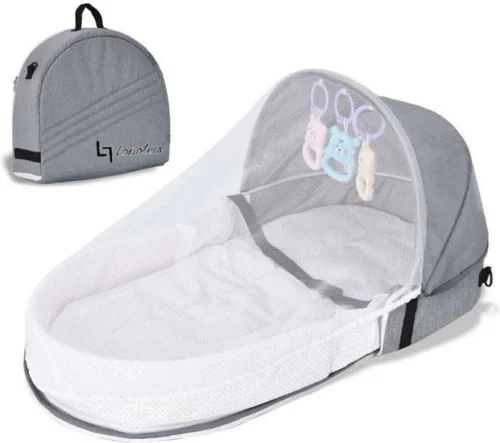 Lopoleis Campingbedje – Campingbedje Met Matras – Òpvouwbaar – Baby Tentje – Grijs