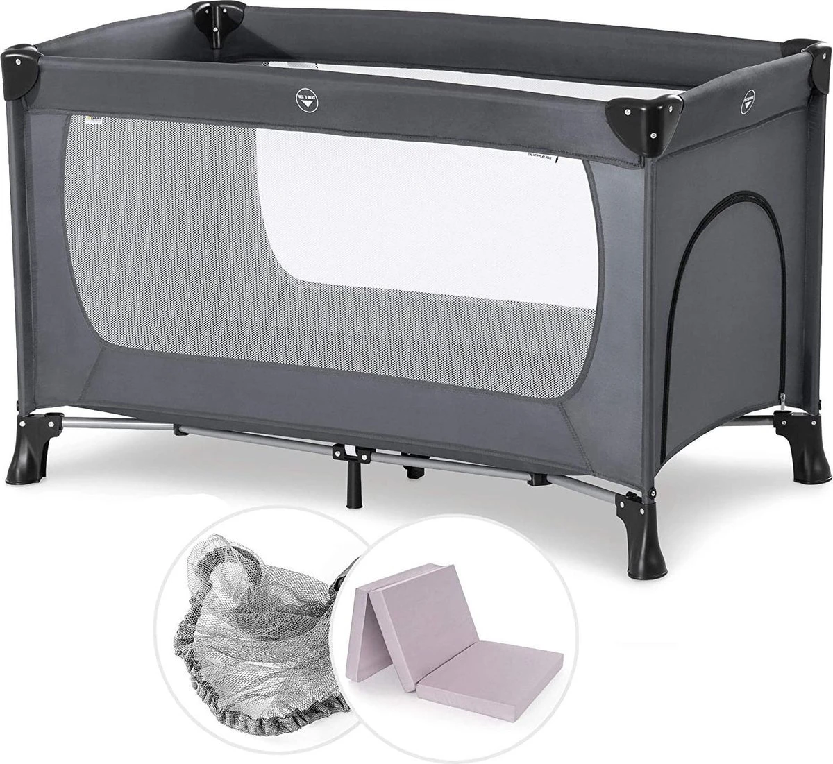 Hauck Dream N Play Plus Campingbedje Set - Met Matras en Muggennet - Grijs Hauck Dream N Play Plus Campingbedje Set - Met Matras En Muggennet - Grijs -Baby Verzorging 1200x1101 3