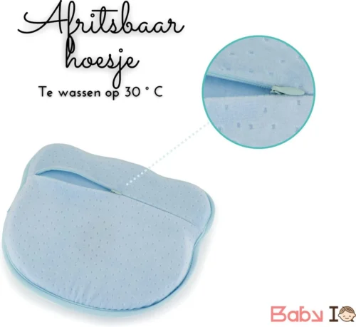Baby IQ Orthopedisch Baby Hoofdkussen – Traagschuim – Tegen Plat Achterhoofd – Baby Kussen Plat Hoofd - Kraamcadeau – Blauw – Incl Gratis Bandana Slabber -Baby Verzorging 1200x1102 5