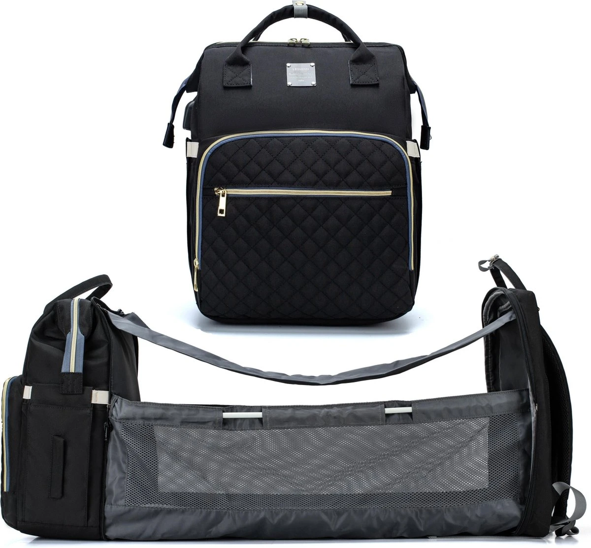 Luiertas - Multifuctioneel luiertas 3 In 1 - Met Babybedje - Met Verschoningsmatje - Zwart - Met Usb - Met Verdikt Matras Luiertas - Multifuctioneel Luiertas 3 In 1 - Met Babybedje - Met Verschoningsmatje - Zwart - Met Usb - Met Verdikt Matras -Baby Verzorging 1200x1113 1