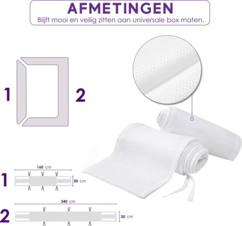ADSafety - Baby Bed Omrander - Bedbumper - Hoofdbeschermer - Set Van 2 - 340x30cm & 160x30cm -Baby Verzorging 1200x1120 3