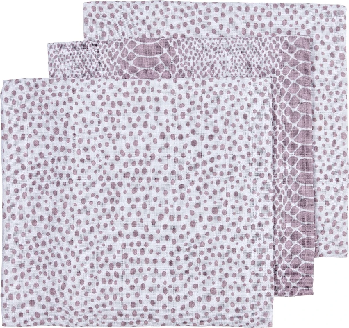 Meyco Cheetah/Snake hydrofiele doeken 3-pack - lilac - 70x70cm Meyco Cheetah/Snake Hydrofiele Doeken 3-pack - Lilac - 70x70cm -Baby Verzorging