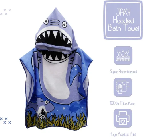 JAXY Badcape Baby - Badcape - Baby Badjas - Omslagdoek - Omslagdoek - Baby Handdoek Met Capuchon - Strandhanddoek - Badponcho - Poncho Handdoek - Microfiber - 60x90cm - Haai -Baby Verzorging 1200x1144 2