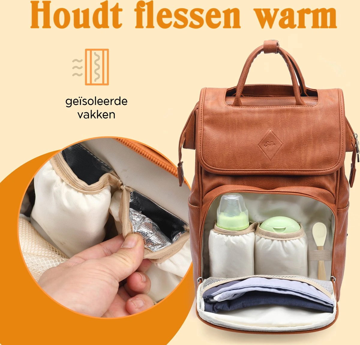 JeRie Luiertas rugzak – Verschoonmatje – Verzorgingstas – Luiertassen – Met kinderwagen haken - Bruin JeRie Luiertas Rugzak – Verschoonmatje – Verzorgingstas – Luiertassen – Met Kinderwagen Haken - Bruin -Baby Verzorging 1200x1149 4