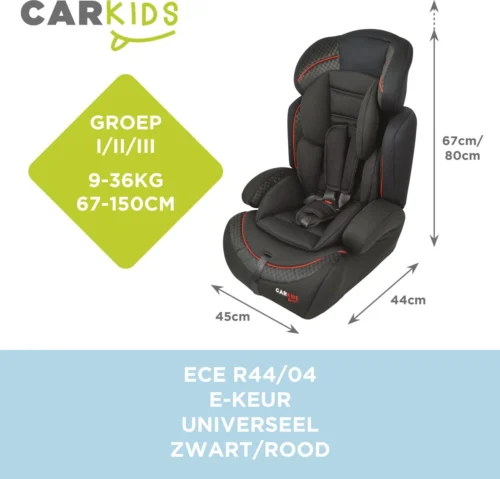 Carkids Verstelbaar Kinderautostoeltje Zwart En Rood | Kinderautostoel Groep 1-2-3 | Kinderen Van 9 Maanden-12 Jaar | 9-36 Kg -Baby Verzorging 1200x1150 5