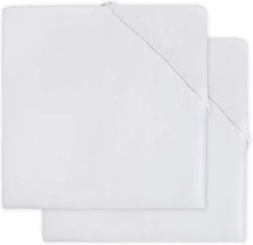 Jollein Hoeslaken Molton Wieg 40x80/90cm - Wit - 2 Stuks