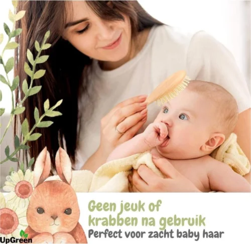 UpGreen® - Baby Verzorgingsset – Baby Borstel – Baby Borstel Set - Kraamcadeau – Baby Manicureset - Baby Verzorgingsproducten – Baby Borstel En Kam – Baby Kam – Baby Borstel Hout – Baby Haarborstel – Baby Borstel Geitenhaar -Baby Verzorging 1200x1165