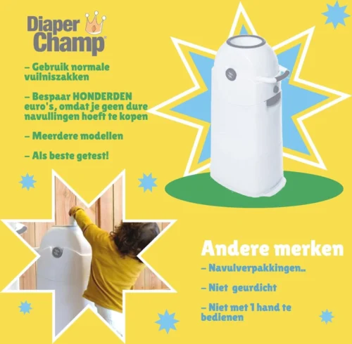 Luieremmer Medium Zilver - Middel - Zonder Navulling - Geschikt Voor Pampers En Huggies - Stoma -Baby Verzorging 1200x1177 6