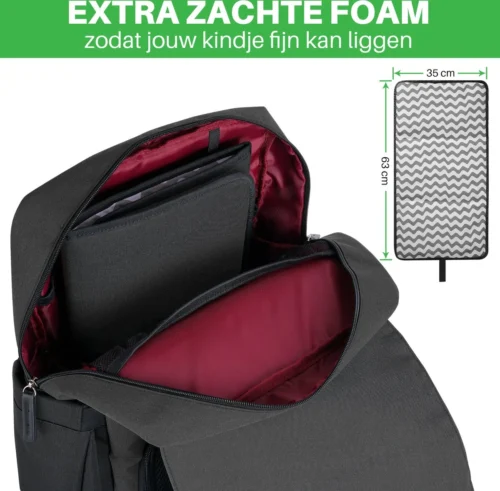 Brisby Slijtvaste Luiertas – Verzorgingstas - Two Tone Zwart En Donkergrijs - Inclusief Verschoonmatje - Isoleervakken - Met Geïntegreerde Kinderwagen Haken -Baby Verzorging 1200x1179 4