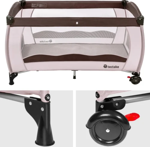 TecTake - Kinder Reisbed Babybed - Beige / Bruin - 402417 - 126x65x80 Cm Met Draagtas -Baby Verzorging 1200x1179 7