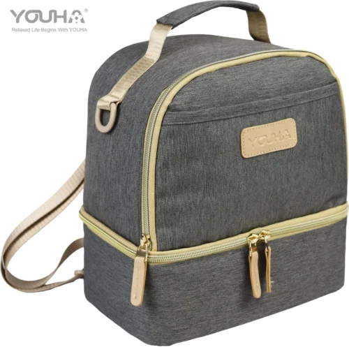 Youha® Tas - Kolftas - Moedermelk Koeltas - Babyfles Koeltas - Babymelk Koelen - Schoudertas & Rugtas - Kleur: Grijs - Reistas
