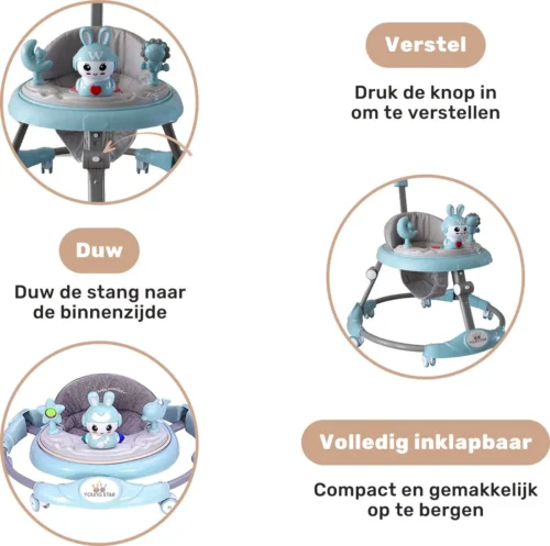 Young Star® Loopstoel - Baby Loopwagen – Loopstoeltje Baby - Looptrainer - Leren Lopen - Inclusief Voetenmat En Steel - Babywalker 4 Young Star® Loopstoel - Baby Loopwagen – Loopstoeltje Baby - Looptrainer - Leren Lopen - Inclusief Voetenmat En Steel - Babywalker -Baby Verzorging 1200x1193 5