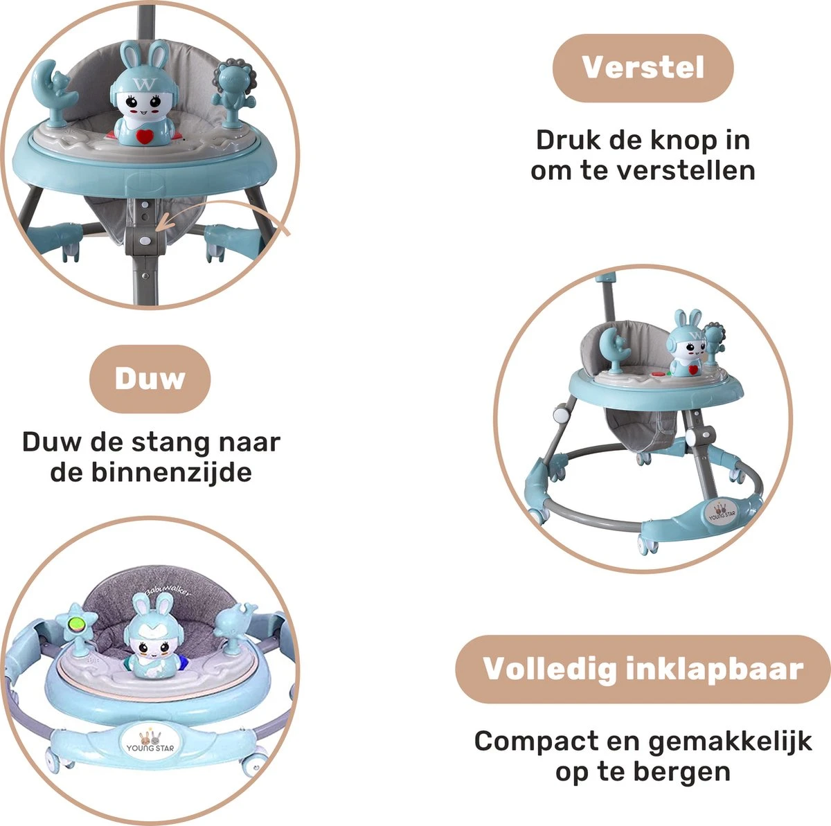 Young Star® Loopstoel - Baby Loopwagen – Loopstoeltje Baby - Looptrainer - Leren Lopen - Inclusief Voetenmat en Steel - Babywalker Young Star® Loopstoel - Baby Loopwagen – Loopstoeltje Baby - Looptrainer - Leren Lopen - Inclusief Voetenmat En Steel - Babywalker -Baby Verzorging 1200x1193 5