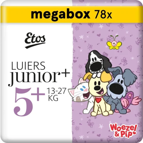 Etos Woezel & Pip Luiers Junior+ - Maat 5+ - 13- 27 Kg - Megabox - 78 Stuks