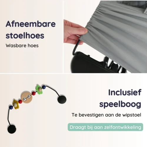 Skye & Scott Wipstoel Baby - Baby Bouncer - Schommelstoel Baby - Baby Swing - Met Speelboog - Grijs -Baby Verzorging 1200x1200 1073