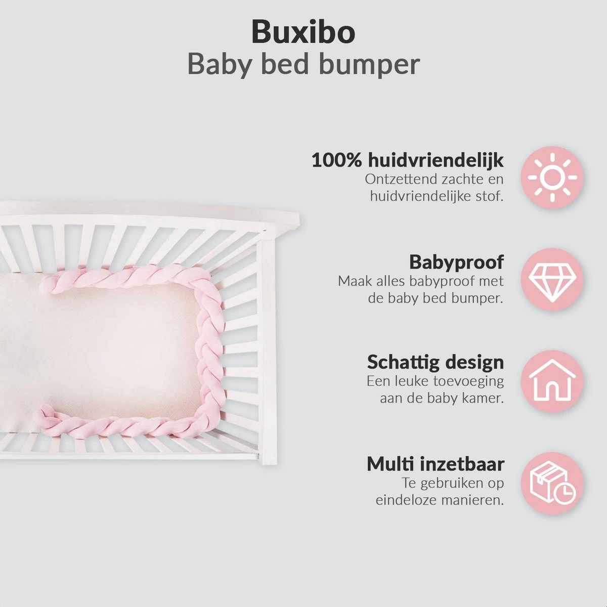 Buxibo Baby Bed Bumper - Baby Veiligheid/Hoofdbescherming/Bedbescherming - Multifunctionele Voedingskussen/Bedomrande/Boxomrander - 200CM - Roze Buxibo Baby Bed Bumper - Baby Veiligheid/Hoofdbescherming/Bedbescherming - Multifunctionele Voedingskussen/Bedomrande/Boxomrander - 200CM - Roze -Baby Verzorging 1200x1200 1307