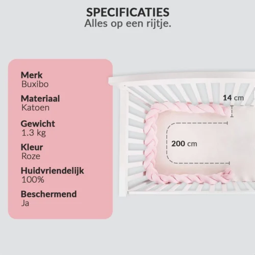 Buxibo Baby Bed Bumper - Baby Veiligheid/Hoofdbescherming/Bedbescherming - Multifunctionele Voedingskussen/Bedomrande/Boxomrander - 200CM - Roze 8 Buxibo Baby Bed Bumper - Baby Veiligheid/Hoofdbescherming/Bedbescherming - Multifunctionele Voedingskussen/Bedomrande/Boxomrander - 200CM - Roze -Baby Verzorging 1200x1200 1312
