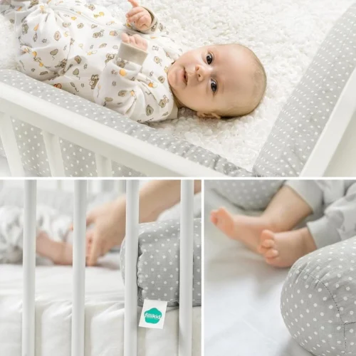 Fillikid Bedbumper 190 X 9 Cm Bedomrander Ledikant - Grijs Wit Stippen -Baby Verzorging 1200x1200 1344