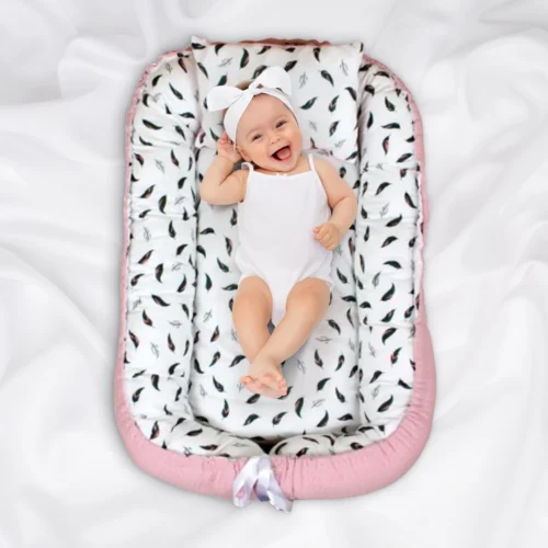 Hibaby Babynest - 90x57cm - Roze Met Printje - Inclusief Kussen -Baby Verzorging 1200x1200 1512