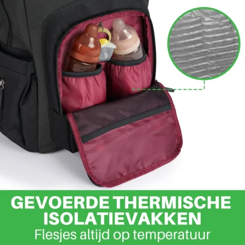 Brisby Slijtvaste Luiertas – Verzorgingstas - Two Tone Zwart En Donkergrijs - Inclusief Verschoonmatje - Isoleervakken - Met Geïntegreerde Kinderwagen Haken -Baby Verzorging 1200x1200 152