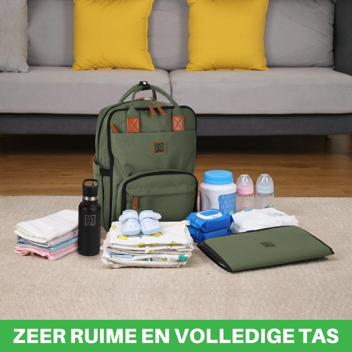 Brisby slijtvaste Luiertas – verzorgingstas – met buggymontage - Groen Brisby Slijtvaste Luiertas – Verzorgingstas – Met Buggymontage - Groen -Baby Verzorging 1200x1200 176