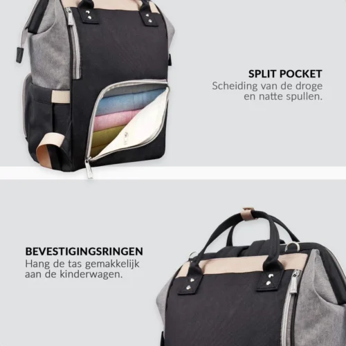 Buxibo Luier- En Verzorgingstas Inclusief USB Oplaadstation - Baby Rug Tas Met Isoleervak - Diaper Backpack Bag - Reis Rugzak - Grote Capaciteit - 23.8L - Zwart -Baby Verzorging 1200x1200 231
