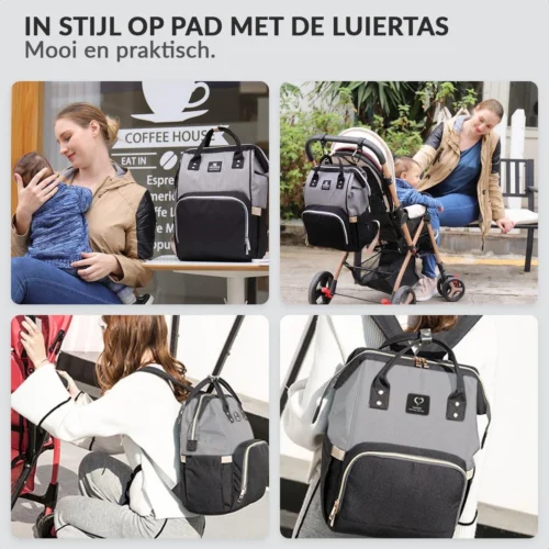Buxibo Luier- En Verzorgingstas Inclusief USB Oplaadstation - Baby Rug Tas Met Isoleervak - Diaper Backpack Bag - Reis Rugzak - Grote Capaciteit - 23.8L - Zwart -Baby Verzorging 1200x1200 233