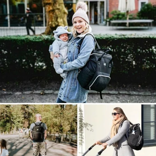 NanaBeebi Luiertas Rugzak Met Verschoonmatje - Zwart - Inclusief Flessenwarmhouder - Kinderwagenhaken En Isoleervak -Baby Verzorging 1200x1200 263