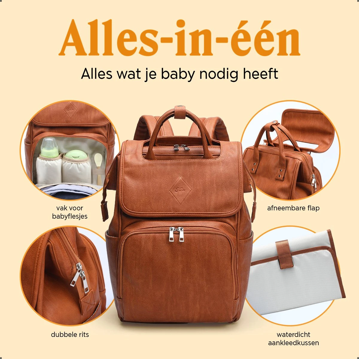 JeRie Luiertas rugzak – Verschoonmatje – Verzorgingstas – Luiertassen – Met kinderwagen haken - Bruin JeRie Luiertas Rugzak – Verschoonmatje – Verzorgingstas – Luiertassen – Met Kinderwagen Haken - Bruin -Baby Verzorging 1200x1200 298